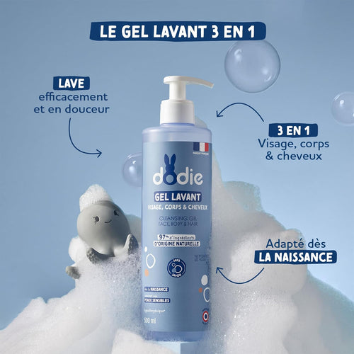 - Gel De Limpieza 3 En 1, 500 Ml, Para Rostro, Cuerpo Y Cabello, 92 % De Ingredientes De Origen Natural, Hipoalergénico, Desde El Nacimiento