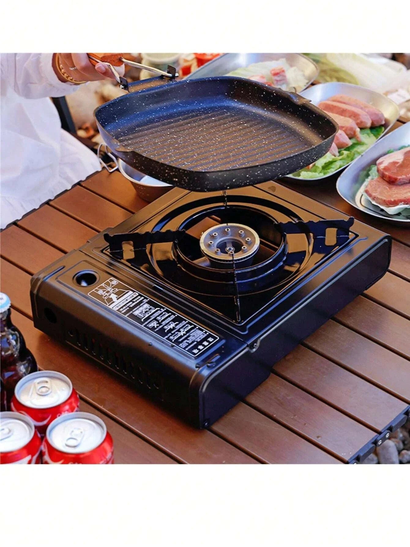 1 Piece Portable Outdoor Household Mini Cassette Stove Small Outdoor Camping Style Gas Stove Portable Gas Gas Stove Barbecue Plate Bbq Fried Meat Plate